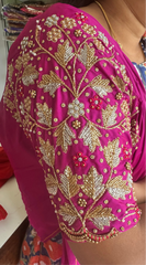 NR1298MP  Mazenta pInk Colour Computer Maggam Work Blouse