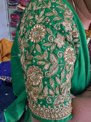 NR1249G- Green Colour Computer Maggam Work Blouse