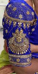 NR851IB -Ink Blue Colour Computer Maggam Work Blouse