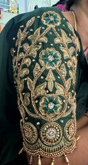 NR1296BG -Bottle Green Colour Computer Maggam Work Blouse