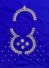 NR1129IB -Ink Blue Colour Computer Maggam Work Blouse ( POT Neck)
