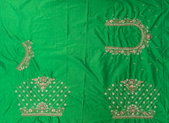 NR859PG -Parrot Green Colour Computer Maggam Work Blouse