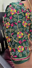 NR495BG -Bottle Green Colour Computer Multi Work Blouse
