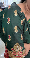 NR889BG - Bottle Green Colour Computer Maggam Work Blouse
