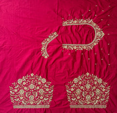 NR1249TP- Tomato Pink Colour Computer Maggam Work Blouse