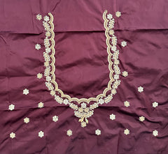 NR990CF- Coffee Colour Computer Maggam Work Blouse
