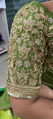 NR1320MG- Mahendi Green Colour Computer Maggam Work Blouse
