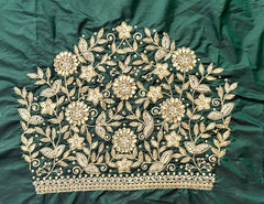 NR1249BG- Bottle Green Colour Computer Maggam Work Blouse