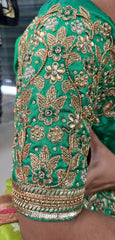 NR1320G - Green Colour Computer Maggam Work Blouse