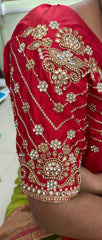 NR859R -Red Colour Computer Maggam Work Blouse