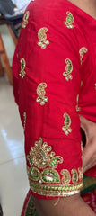 NR889R -Red Colour Computer Maggam Work Blouse