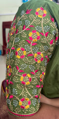 NR495MG-Mahendi Green Colour Computer Multi Work Blouse