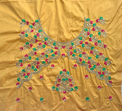 NR484Y - Yellow Colour Computer Multi Colour Work Blouse