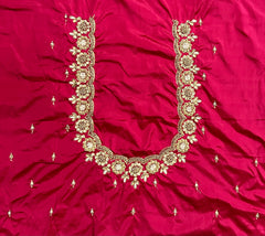 NR1149TP - Tomato Pink Colour Computer Maggam Work Blouse