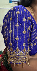 NR929IB- Ink Blue Colour Computer Maggam Work Blouse