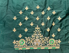 NR890BG- Bottle Green Colour Computer Maggam Work Blouse
