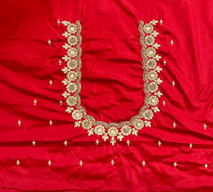 NR1149R -Red Colour Computer  Maggam Work Blouse