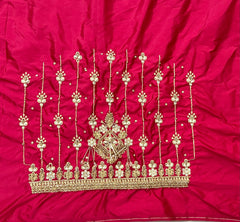 NR1050TP- Tomato Pink Colour Computer Maggam Work Blouse ( Boat Neck Design Back Open)
