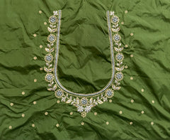 NR410MG -Mahendi Green Colour Computer Work Blouse