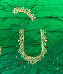 NR1300G -Green Colour Computer Maggam Work Blouse