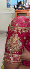 NR851TP - Tomato Pink Colour Computer Maggam Work Blouse