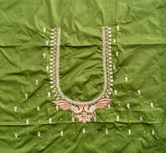 NR995MG -Mahendi Green Colour Computer Maggam Work Blouse