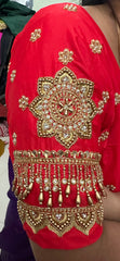 NR951MR -Mirchi Red Colour Computer Maggam Work Blouse