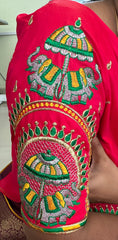 NR482TR - Tomato Red  Colour Computer Multi Work Blouse