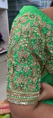 NR1320PG - Parrot Green Colour Computer Maggam Work Blouse