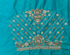 NR859SG -Sea Green Colour Computer Maggam Work Blouse