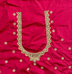 NR951TP -Tomato Pink Colour Computer Maggam Work Blouse