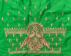 NR995PG -Parrot Green Colour Computer Maggam Work Blouse