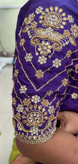 NR859V -Violet Colour Computer Maggam Work Blouse