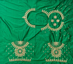 NR1129G -Green Colour Computer Maggam Work Blouse ( POT Neck)