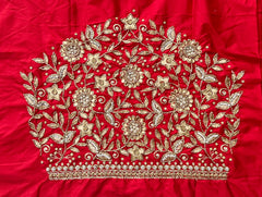 NR1249R- Red Colour Computer Maggam Work Blouse