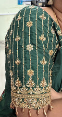 NR929BG- Bottle Green Colour Computer Maggam Work Blouse