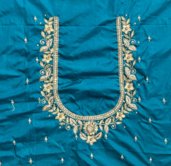 NR1249RG- Rama Green Colour Computer Maggam Work Blouse