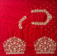 NR1249R- Red Colour Computer Maggam Work Blouse
