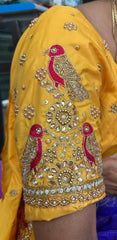 NR1059Y- Yellow Colour Computer Maggam Work Blouse