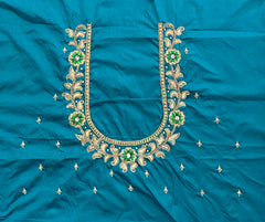 NR1296RG -Rama Green Colour Computer Maggam Work Blouse