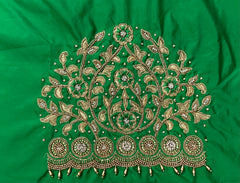NR1296G -Green Colour Computer Maggam Work Blouse