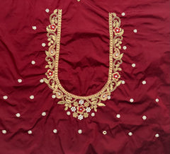 NR897M -Maroon Colour Computer Maggam Work Blouse
