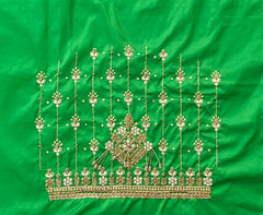 NR1050PG-  Parrot Green Colour Computer Maggam Work Blouse ( Boat Neck Design Back Open)