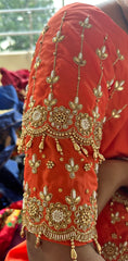 NR1149OR - Orange Colour Computer Maggam Work Blouse