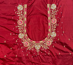 NR890M - Maroon Colour Computer Maggam Work Blouse