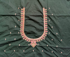 NR889BG - Bottle Green Colour Computer Maggam Work Blouse