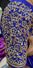 NR1300IB -Ink Blue Colour Computer Maggam Work Blouse