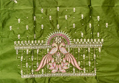 NR995MG -Mahendi  Green Colour Computer Maggam Work Blouse