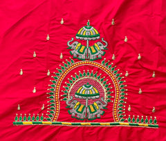 NR482TR - Tomato Red  Colour Computer Multi Work Blouse