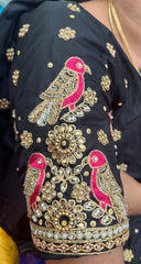 NR1059BL- Black Colour Computer Maggam Work Blouse